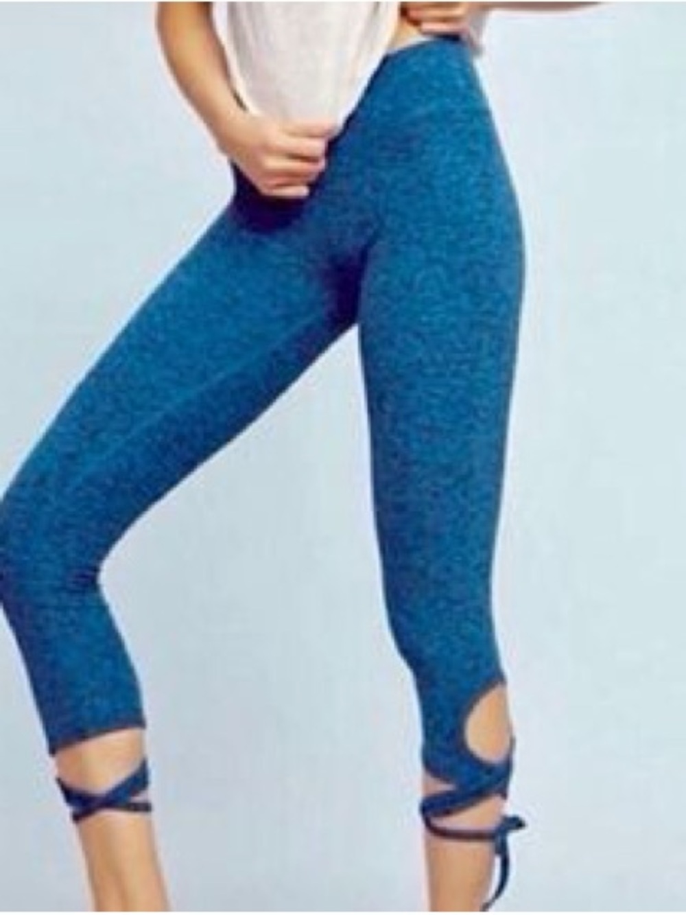 Beyond Yoga Spacedye Teal Wrap Tie Ankle Crop Leggings- Size Small